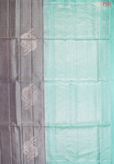 Turquoise Grey Soft Silk Saree