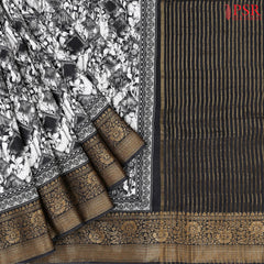 Black & White Modal Silk Saree