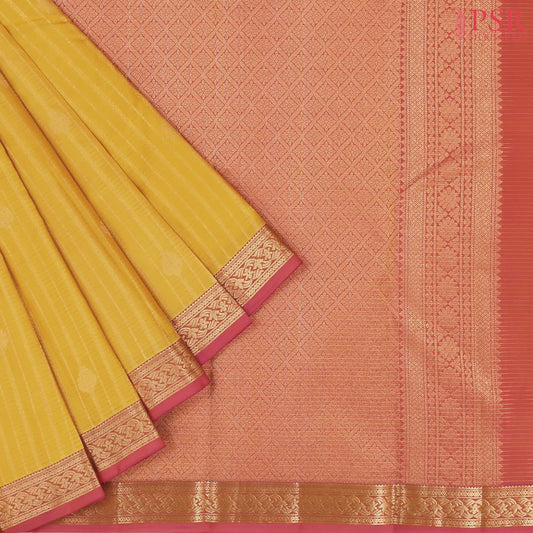 Mustard Yellow Fancy Kanchipuram Silk Saree