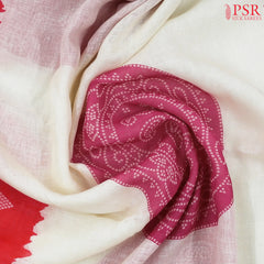 Floral White Linen Saree