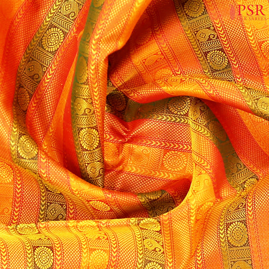 Marigold Orange Kanchipuram Silk Saree