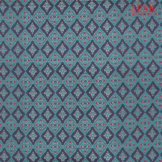 Teal Semi Tassar Ikkat Print Running Material