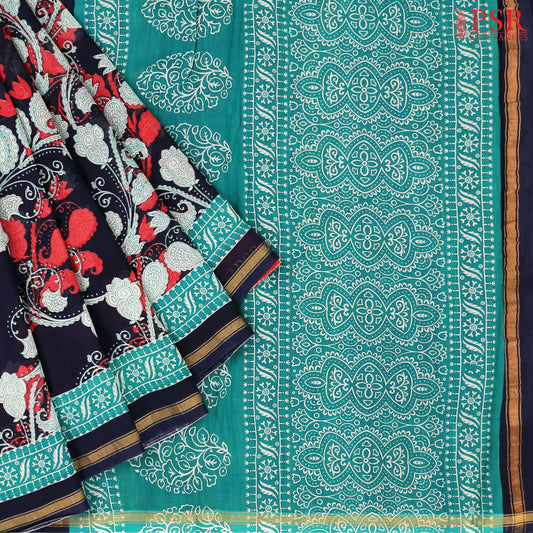 Midnight Blue Silk Cotton Saree