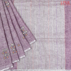 Lilac Purple Linen Saree