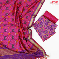 Violet Soft Patola Silk Cotton Dress Material