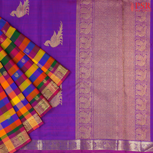 Multicolor Kanchipuram Silk Saree