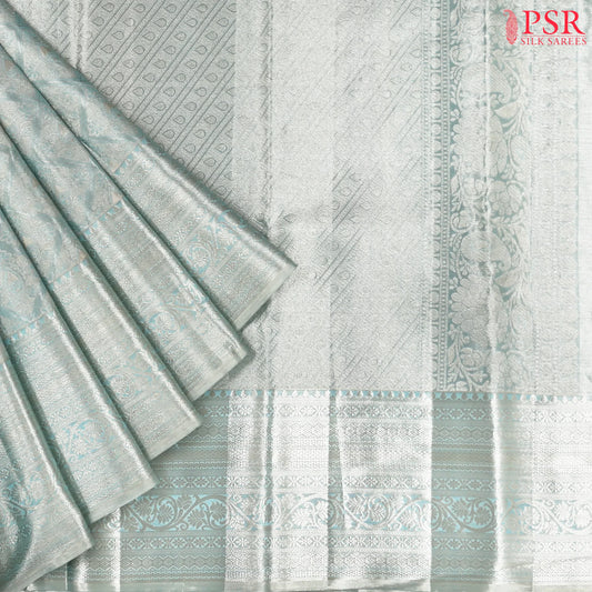 Pastel Blue Kanchipuram Tissue Jacquard Silk Saree
