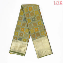Olive Multicolor Kanchipuram Jacquard Silk Saree