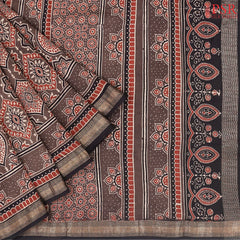 Dark Taupe Jaipur Cotton Printed Saree