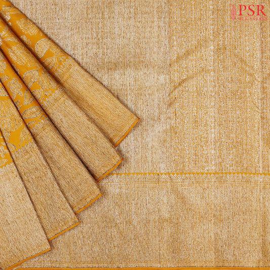 Turmeric Yellow Kanchipuram Jacquard Silk Saree