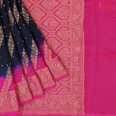 Dark Blue Crushed Bandhini Saree