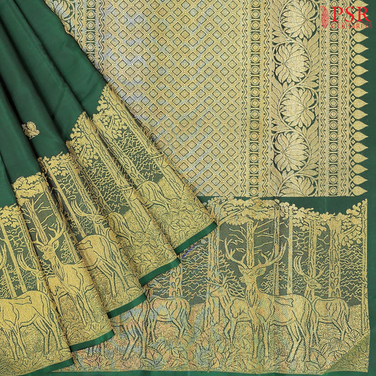 Dark Green Kanchipuram Silk Saree