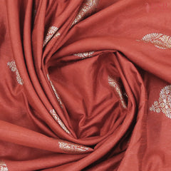 Rust Red Raw Silk Banaras Saree