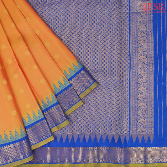 Melon Yellow Gadwal Silk Saree