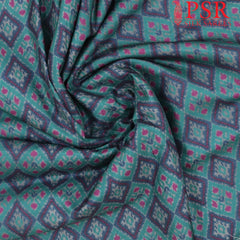 Teal Semi Tassar Ikkat Print Running Material