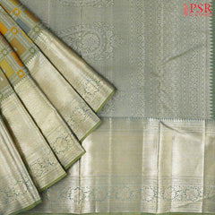 Olive Multicolor Kanchipuram Jacquard Silk Saree
