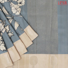 Steel Grey Semi Tussar Saree