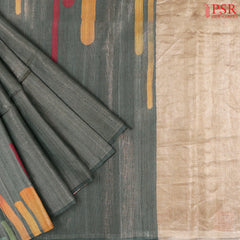 Hunter Green Kadhi Tussar Tissue Silk Saree