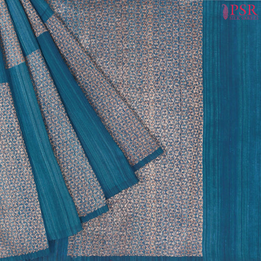 Peacock Blue Banaras Jute Silk Saree