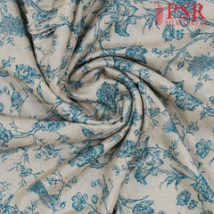 Beige Semi Tassar Print Running Material