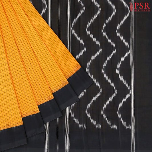 Fiery Yellow Ikkat Cotton Saree