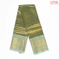 Golden Olive Kanchipuram Jacquard Tissue Silk Saree