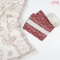 Cordovan Maroon Cotton Dress Material