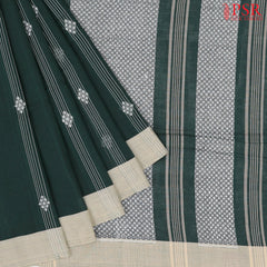 Dark Green Byloom Cotton Saree