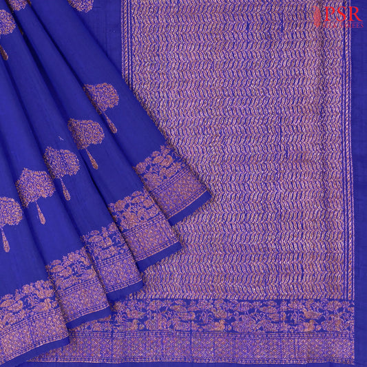 Royal Blue Banaras Jute Silk Saree