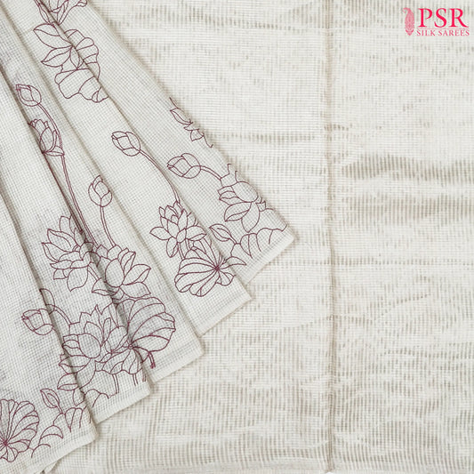 Pearl White Kadhi Tussar Silk Saree
