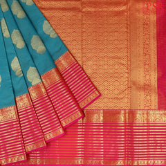 Dark Turquoise Fancy Kanchipuram Silk Saree