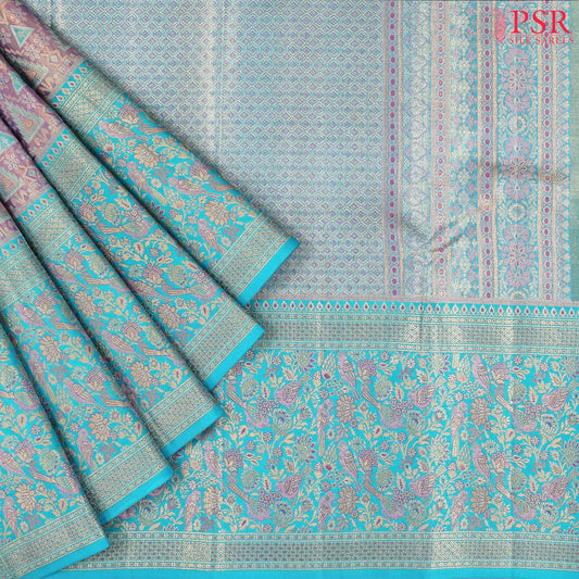 Lilac Lavender Kanchipuram Jacquard Tissue Silk Saree