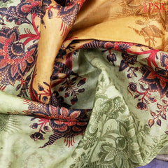 Light Orange & Light Green Kadhi Tussar Silk Saree