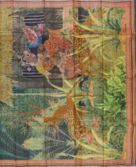 Jungle Green & Olive Kadhi Tussar Silk Saree