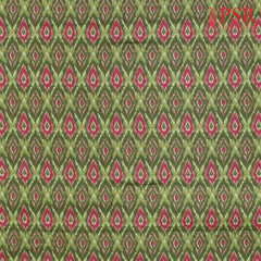 Olive Green Semi Tassar Ikkat Print Running Material