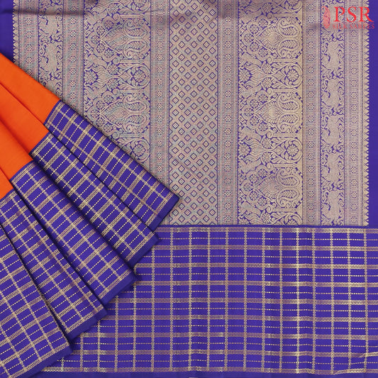 Saffron Kanchipuram Silk Saree