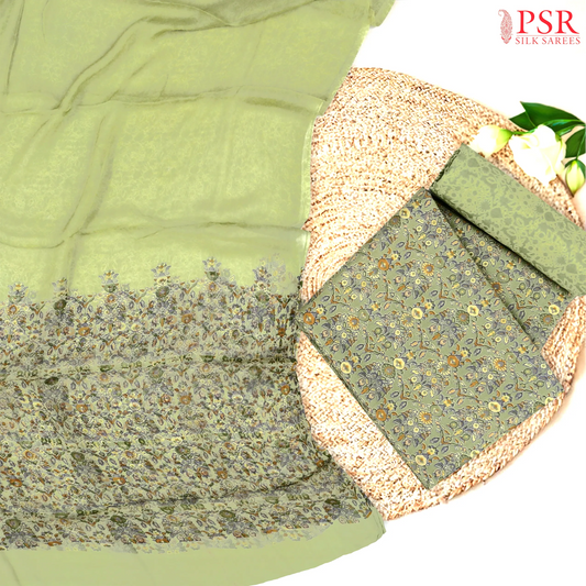 Light Moss Green Mal Mal Cotton Dress Material