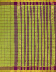 Chartreuse Green Mangalagiri Cotton Saree