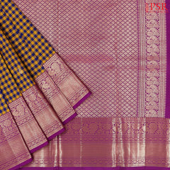 Dark Blue & Mustard Fancy Kanchipuram Silk Saree