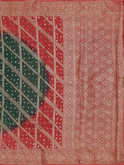 Dark Green Crushed Bandhini Saree