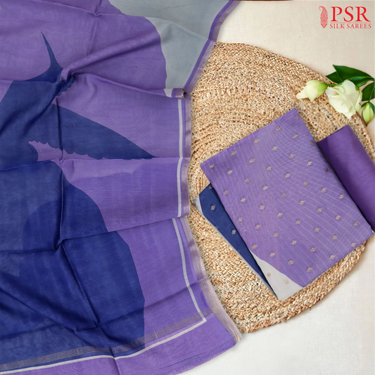 Lavender Chanderi Silk Cotton Dress Material