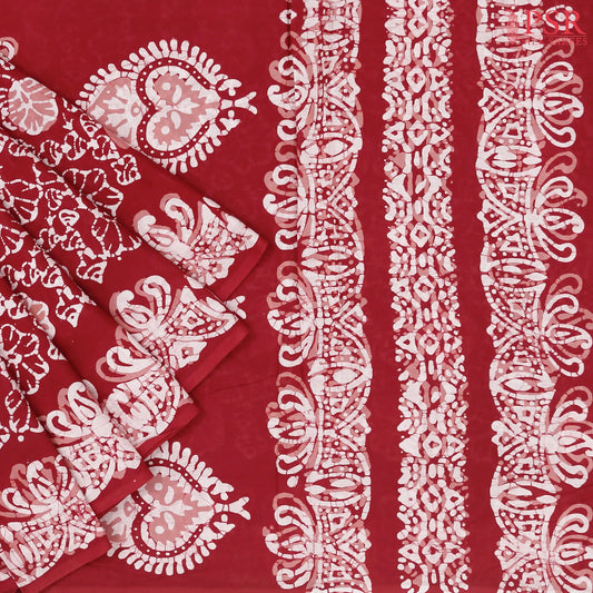 Cherry Red Silk Cotton Saree