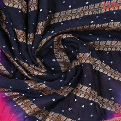 Dark Blue Crushed Bandhini Saree