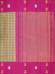 Yellow & Indigo Kanchipuram Silk Saree