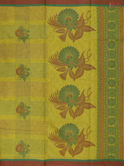 Olive Chartreuse Kovai Cotton Saree