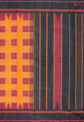 Rich Maroon & Saffron Kanchipuram Silk Saree