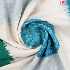 Floral White Linen Saree