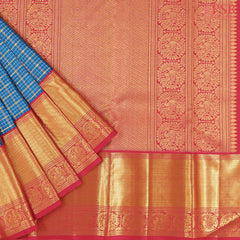 Cerulean Blue Kanchipuram Jacquard Silk Saree