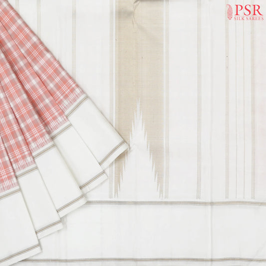 Salmon Peach Kanchipuram Silk Saree