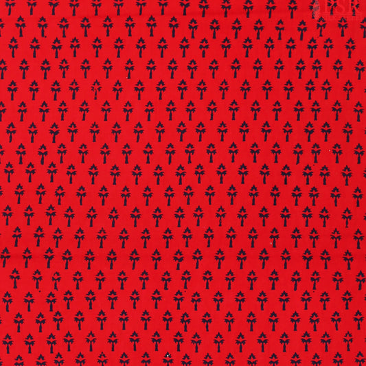 Red Cotton Print Running Material